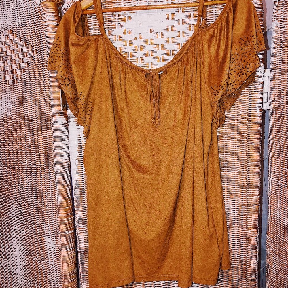 Suede Cold Shoulder Tank